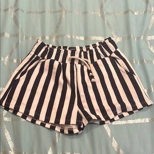 Zara Navy and White Striped Shorts